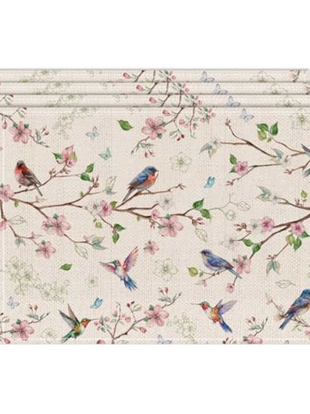 Placemats Set of 4 12x18 inch for Dinning Table - Floral Bird Branch Sp